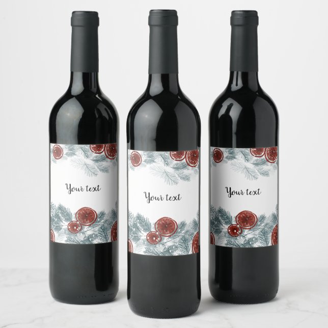 Elegant personalized winter wine label (Bottles)
