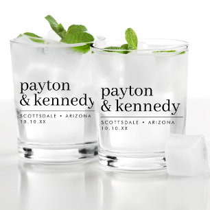 Elegant Personalized With Name Wedding Reception Whiskey Glass