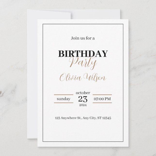 Elégant Personnalisé Anniversaire Invitation (Devant)