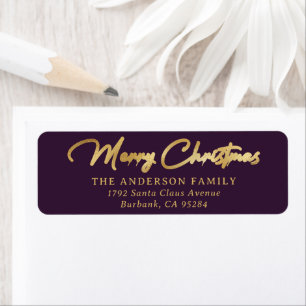 Élégant Personnalisé Purple Gold Foil Joyeux Noël