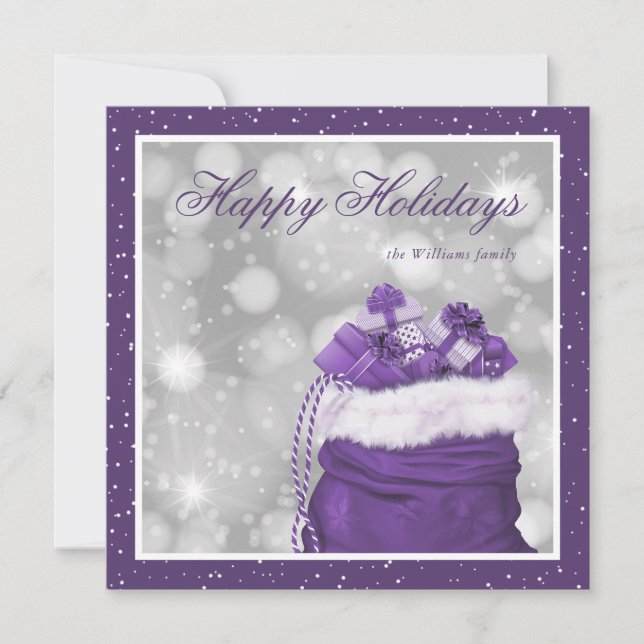 Élégant Personnalisé Purple neige Cartes de fin de (Devant)