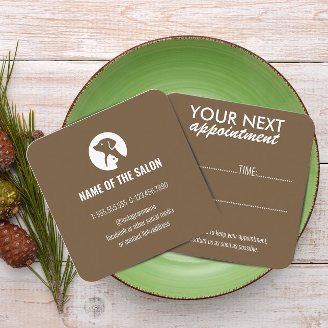 Elegant Pet Care Appointment Card with Logo (Pet Care Appointment Card with Logo & Cute Animal Art)