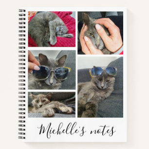 elegant pet cat 5 photos collage personalized notebook