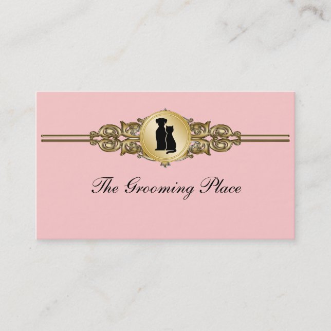 Elegant Pet Grooming Business Cards (Front)