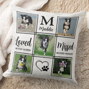 Elegant Pet Memorial Personalize Dog Photo Collage Throw Pillow