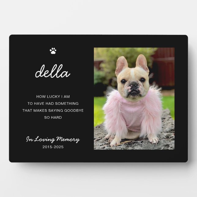 Elegant Pet Memorial | Photo Keepsake Plaque (Front)