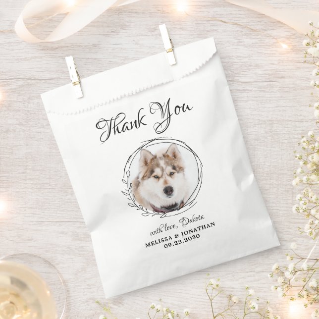 Elegant Pet Photo Thank You Dog Treat Wedding Favo Favour Bag (Clipped)