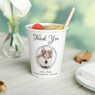 Elegant Pet Photo Thank You Dog Wedding Paper Cups