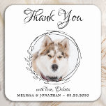 Elegant Pet Photo Thank You Dog Wedding Square Paper Coaster<br><div class="desc">Thank You for celebrating my humans! Add the finishing touch to your wedding with these cute custom photo wedding coasters . Perfect for your wedding after party and reception, and as wedding favours for your guests. Customize these photo dog wedding coasters with your favourite wedding photo, dog of honours photo,...</div>