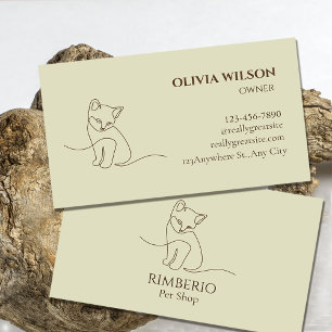 Elegant Pet Shop Logo - Minimalist Cat Line Art Business Card