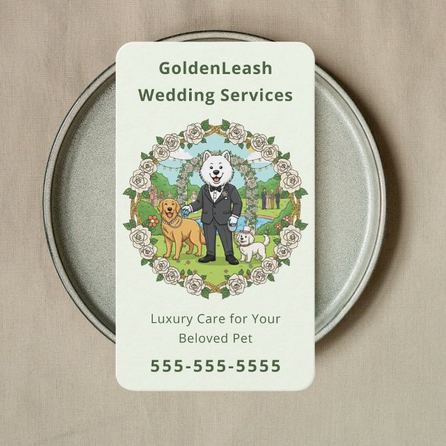 Elegant Pet Wedding Sitter Wedding Dog Handler Business Card (Creator Uploaded)