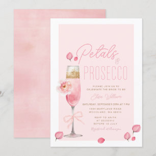 Elegant Petals and Prosecco Bridal Shower  Invitation