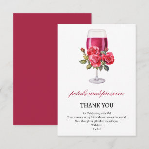 Elegant Petals and Prosecco Bridal Shower  Thank You Card