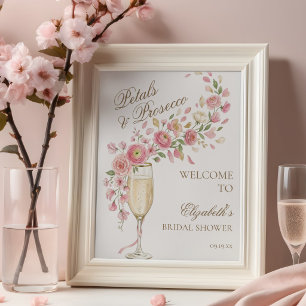 Elegant Petals and Prosecco Floral Welcome Poster