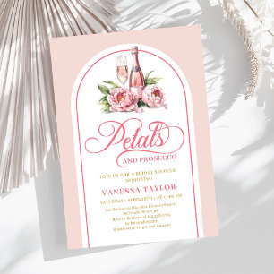 Elegant petals and prosecco watercolor invitation
