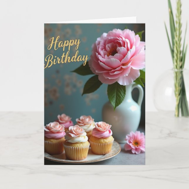Elegant Petals Birthday Card (Front)