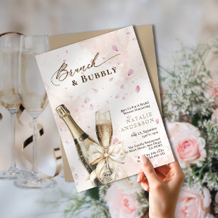 Elegant Petals Brunch & Bubbly Bridal Shower Invitation