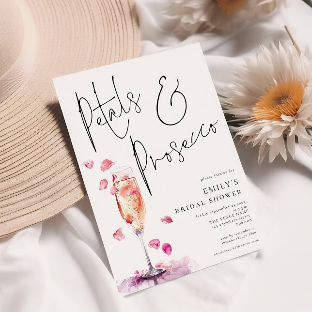 Elegant Petals Prosecco Glass Bridal Shower Invitation (Creator Uploaded)