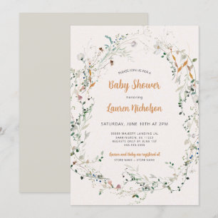 Elegant Petite Wildflower baby shower  Invitation