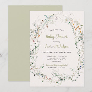 Elegant Petite Wildflower baby shower Invitation