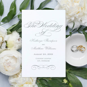 Elegant Pewter Grey Calligraphy Wedding Programs