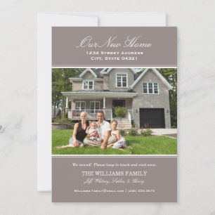 Elegant Pewter Grey Our New Home Photo Announcement