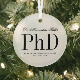 Elegant PhD Doctor of Philosophy Graduation Glass Ornament