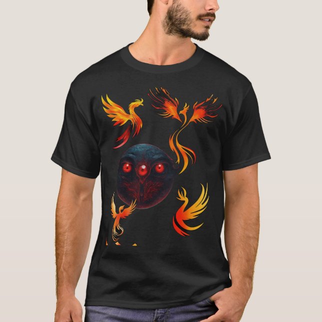 Elegant Phoenix Ink Monogram & Mysterious  T-Shirt (Front)