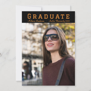 Elegant Photo 2025 Black Orange Graduation Announcement