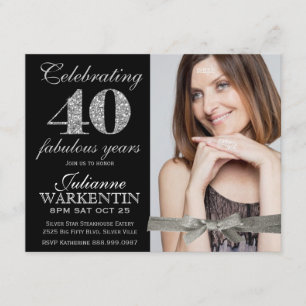 Elegant Photo 40th Birthday Celebration Invitation