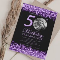 Elegant Photo 50th Birthday Party Purple Lights