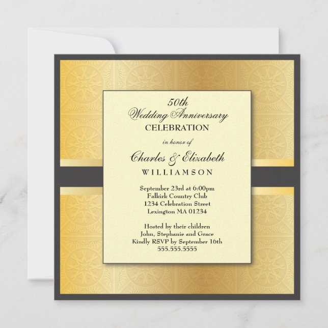 Elegant Photo 50th Wedding Anniversary Party Invitation (Front)