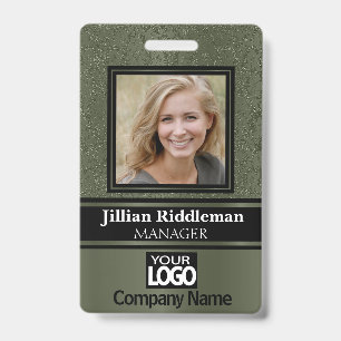 Elegant Photo and Logo Badge - Olive Green