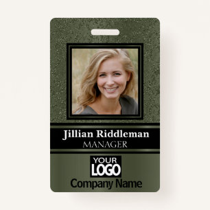 Elegant Photo and Logo Badge - Olive Green