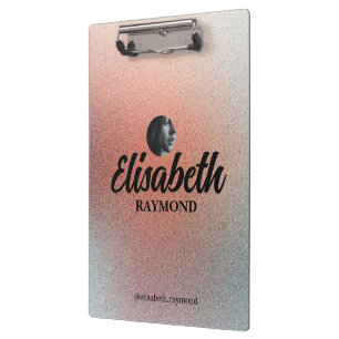 Elegant Photo and Name Template Orange Glitter  Clipboard