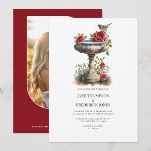 Elegant Photo and QR Code Garden Wedding Invitation