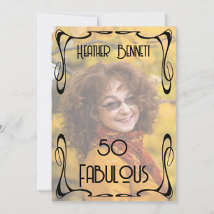 Elegant Photo Art Deco 50th Fab Birthday   Invitation
