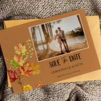 Elegant Photo Autumn wild Leaves Save the Date