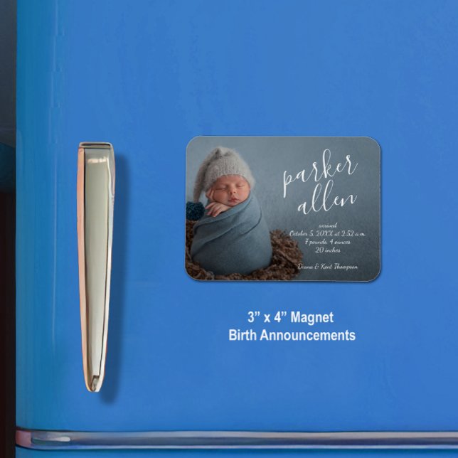 Elegant Photo Baby Birth Announcement Magnet (3" x 4" magnet birth announcements (4" x 6" in our collection.))