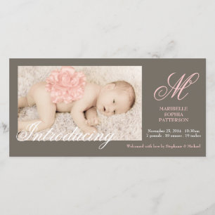 Elegant Photo Baby Girl Birth Announcement