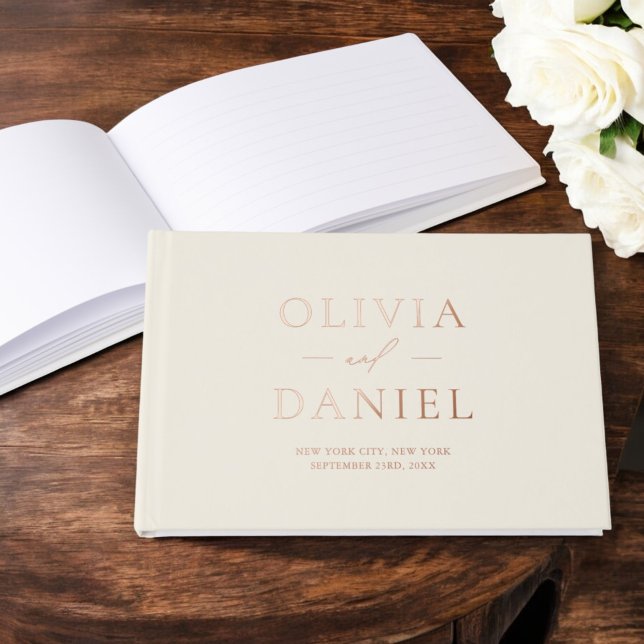 Elegant Photo Beige Neutral Modern Minimalist Guest Book (Creator Uploaded)