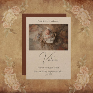 Elegant Photo Birth Baby Announcement Card
