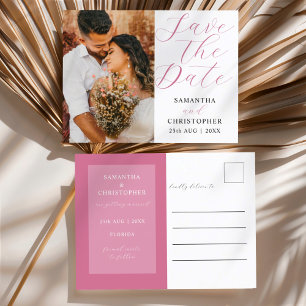 Elegant Photo Blush Pink Save the Date Wedding Announcement Postcard