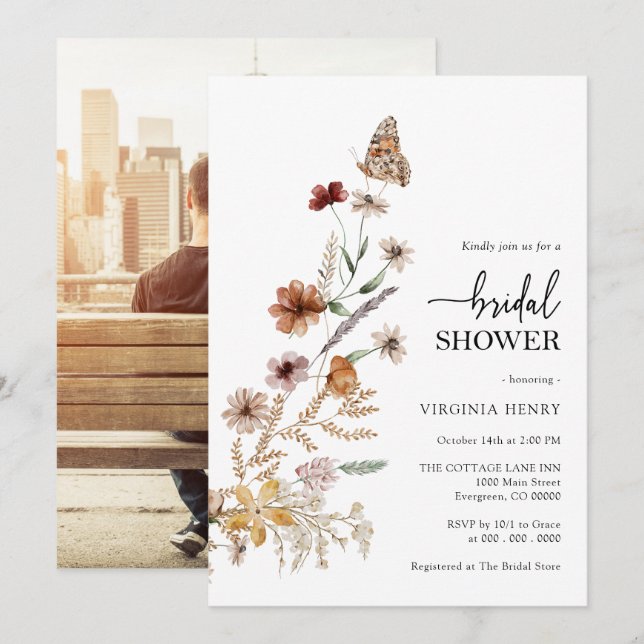 Elegant Photo Bridal Shower Invitation (Front/Back)
