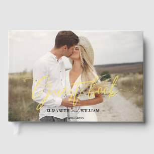 Elegant Photo Calligraphy Wedding  Guest Book