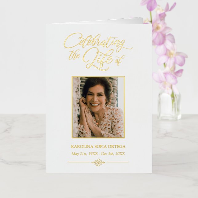 Elegant Photo Celebrating Life Funeral Program (Orchid)