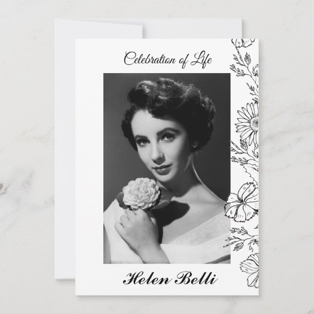 Elegant Photo Celebration of Life Memorial funeral Invitation (Front)