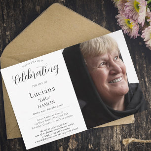 Elegant Photo Celebration of Life Memorial funeral Invitation