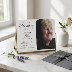 Elegant Photo Celebration of Life Memorial funeral Invitation