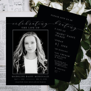 ELEGANT PHOTO CELEBRATION OF LIFE MEMORIAL FUNERAL INVITATION